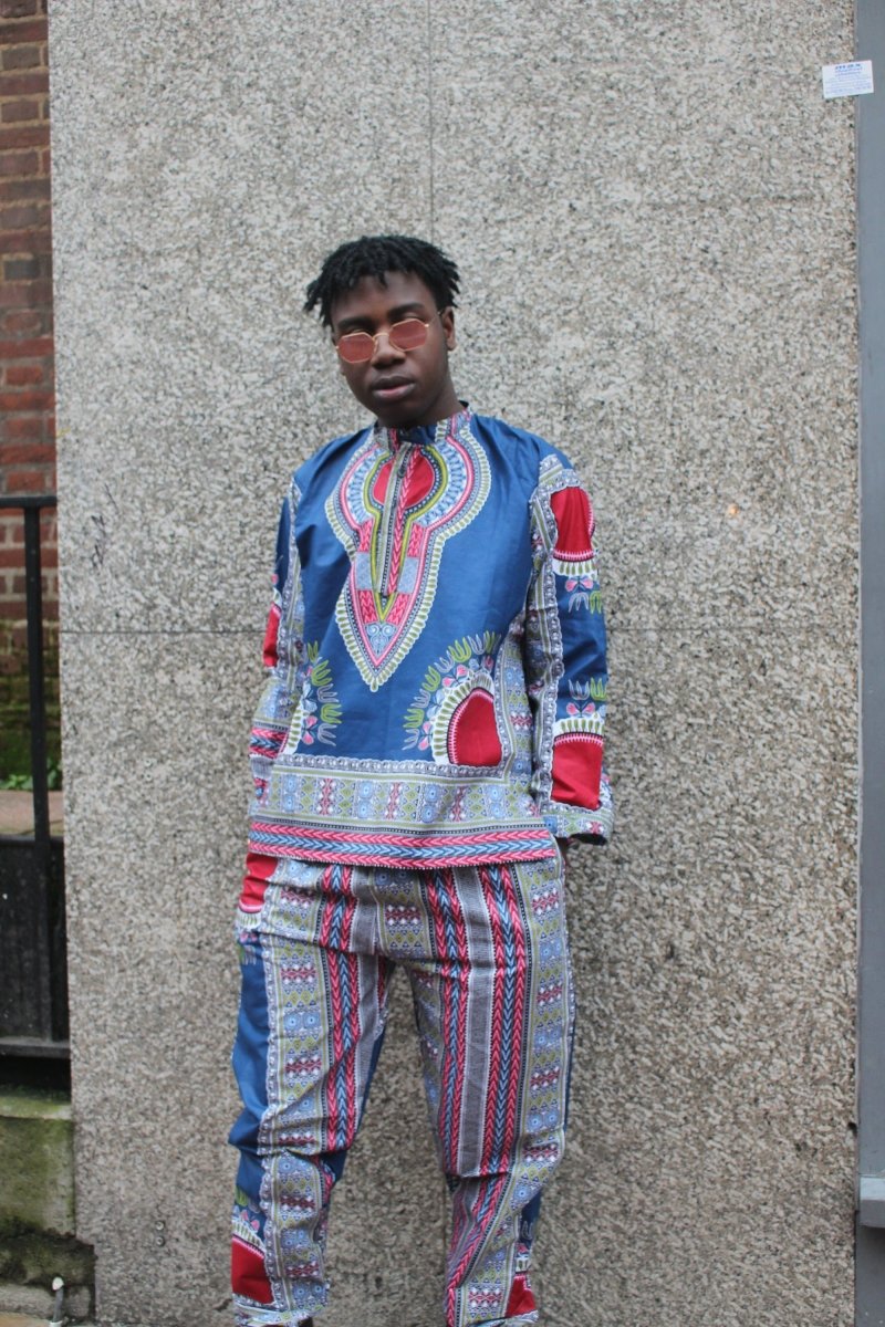 African Clothing - Blue Dashiki Trousers in African Wax Print - Continent Clothing