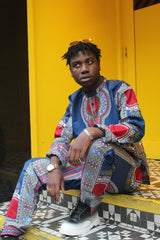 African Clothing - Blue Dashiki Trousers in African Wax Print - Continent Clothing