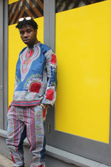 African Clothing - Blue Dashiki Trousers in African Wax Print - Continent Clothing