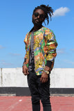 African Clothing - Festival Bomber Jacket in Gold Print - Continent Clothing