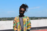 African Clothing - Festival Bomber Jacket in Gold Print - Continent Clothing