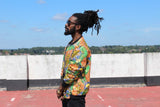 African Clothing - Festival Bomber Jacket in Gold Print - Continent Clothing