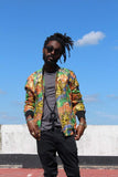 African Clothing - Festival Bomber Jacket in Gold Print - Continent Clothing