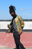 African Clothing - Festival Bomber Jacket in Gold Print - Continent Clothing