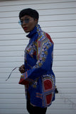 African Coat in Blue Dashiki - African Winter Coat - Continent Clothing