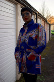 African Coat in Blue Dashiki - African Winter Coat - Continent Clothing