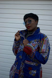 African Coat in Blue Dashiki - African Winter Coat - Continent Clothing