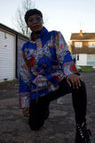 African Coat in Blue Dashiki - African Winter Coat - Continent Clothing