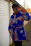 African Coat in Blue Dashiki - African Winter Coat - Continent Clothing
