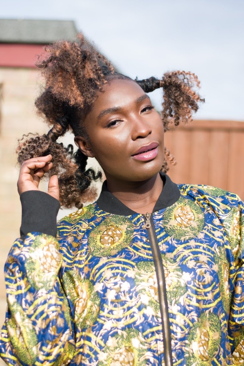 African Coat in Gold Blue Ankara Print - African Trench Coat - Festival Clothing - Continent Clothing