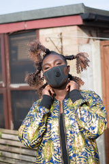 African Coat in Gold Blue Ankara Print - African Trench Coat - Festival Clothing - Continent Clothing