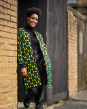 African Coat in Green Ankara Print - Festival Clothing - Continent Clothing