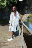 African Coat in White Ankara Print - Festival Clothing - Continent Clothing