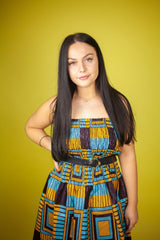 African Dress in Amazing Blue Kente - The Continent Clothing