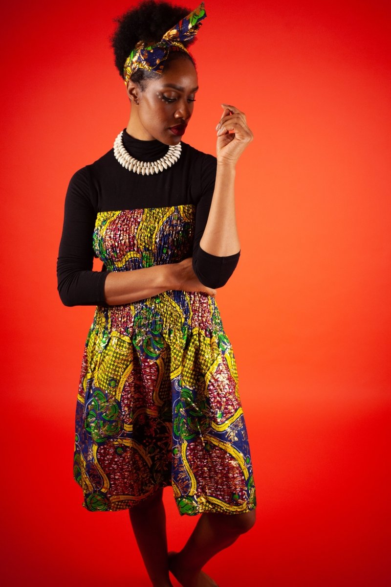 African Dress in Beautiful Gold Print - Continent Clothing