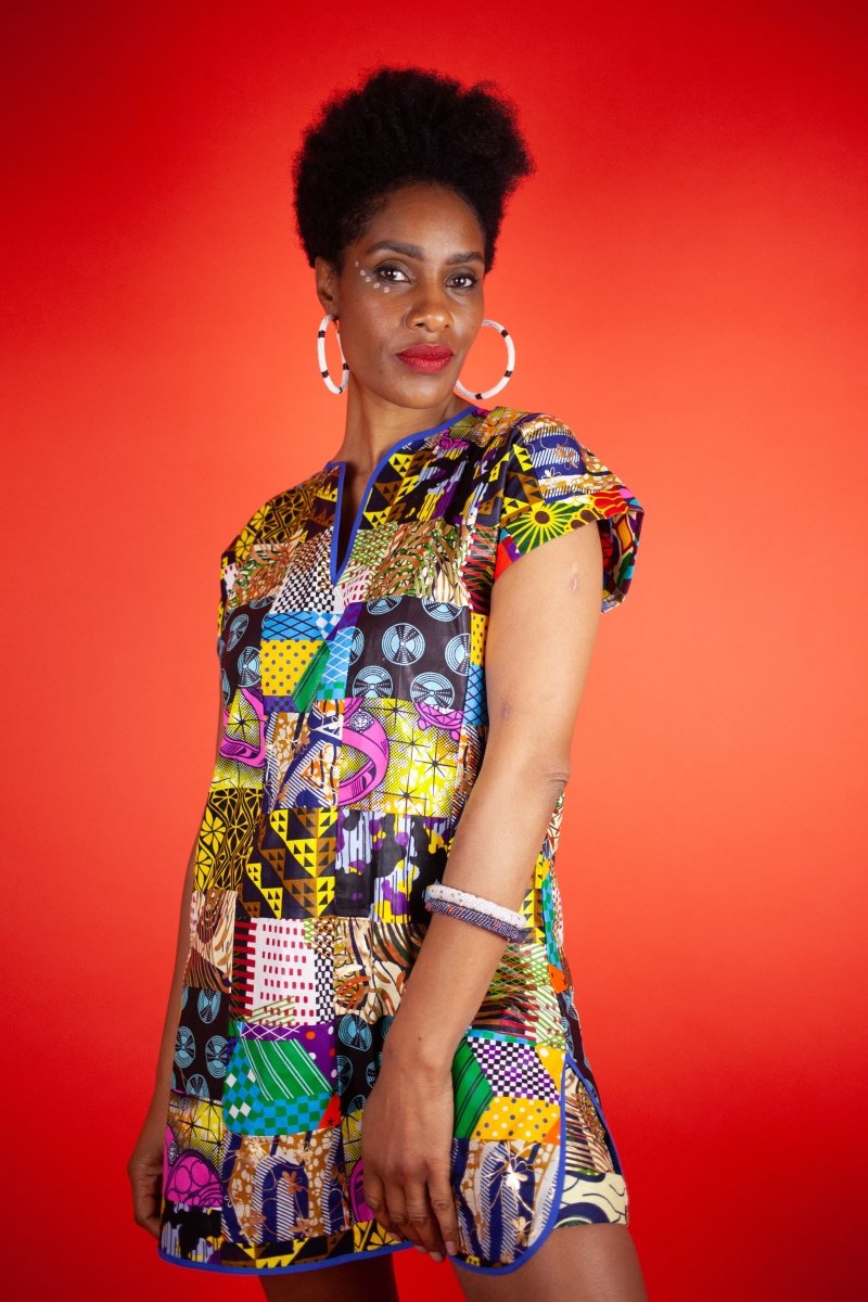 African Dress In Crazy Patchwork - Continent Clothing