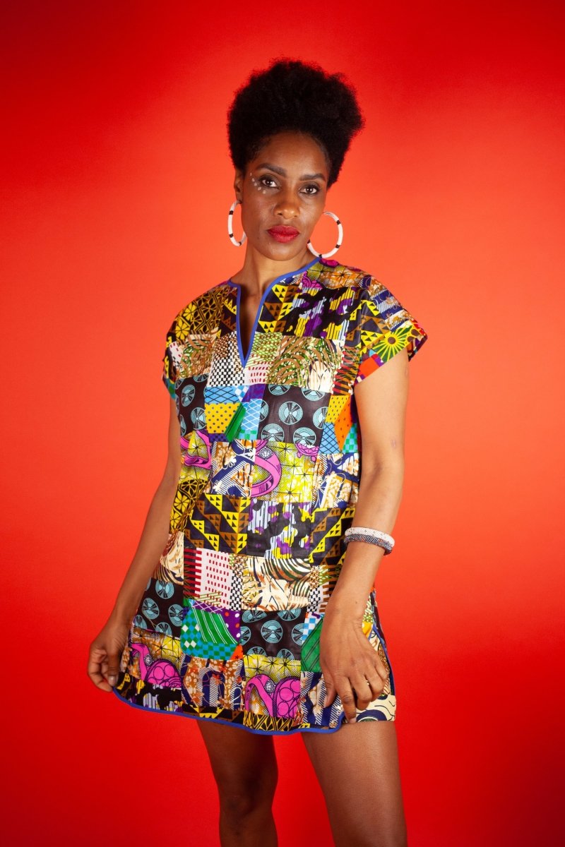 African Dress In Crazy Patchwork - Continent Clothing