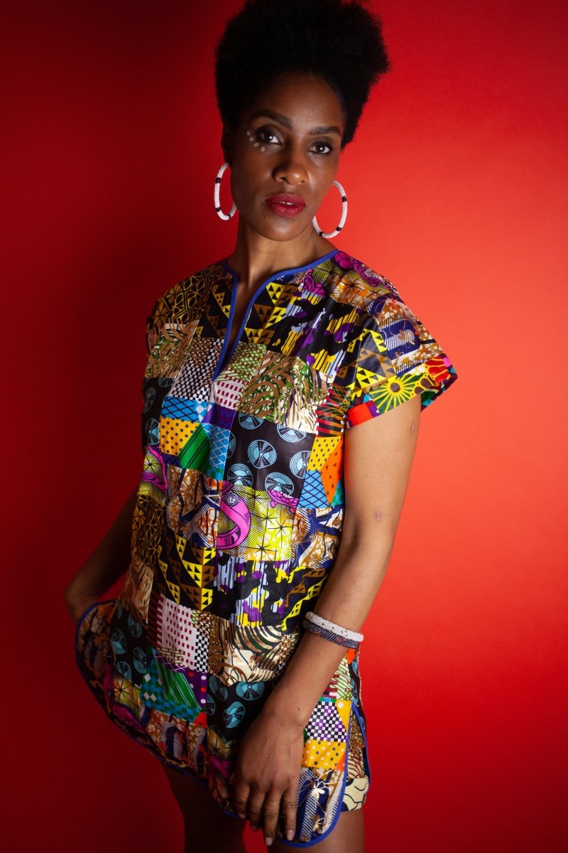 African Dress In Crazy Patchwork - Continent Clothing