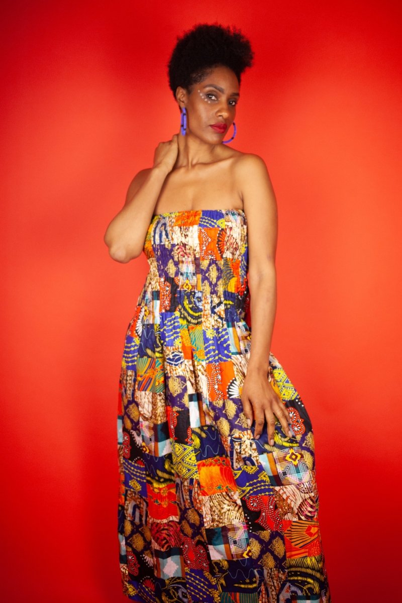 African Dress In Crazy Patchwork - Continent Clothing