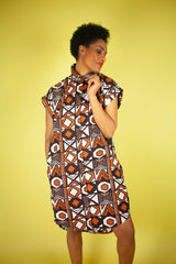 African Dress In Earthy Mud Cloth - The Continent Clothing