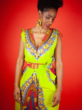Abito Dashiki con stampa africana blu - Abbigliamento da festival