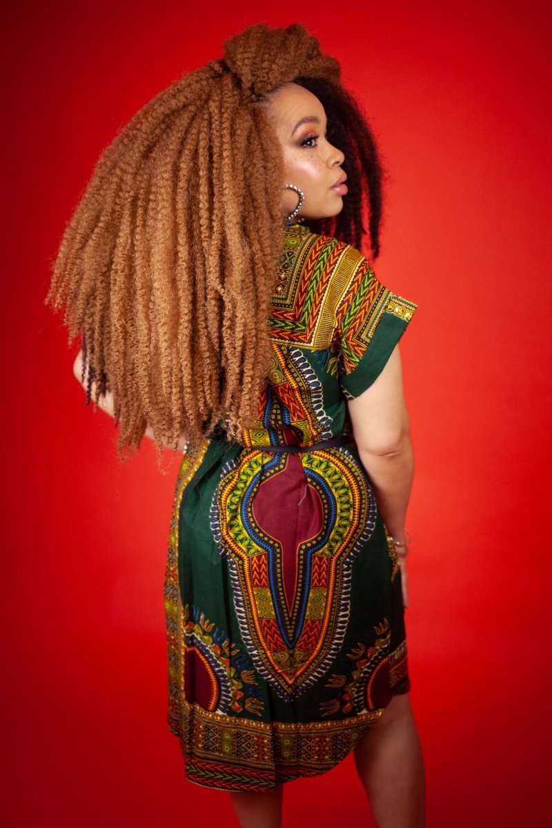 African Dress In Green Dashiki - Continent Clothing
