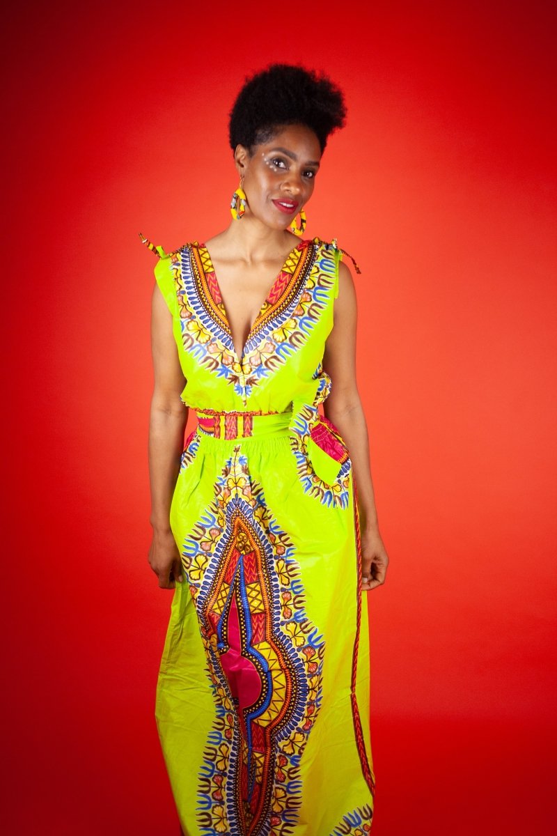 African Dress In Green Dashiki - Continent Clothing