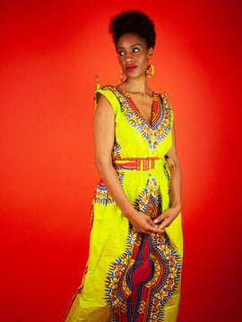 Abito Dashiki con stampa africana blu - Abbigliamento da festival