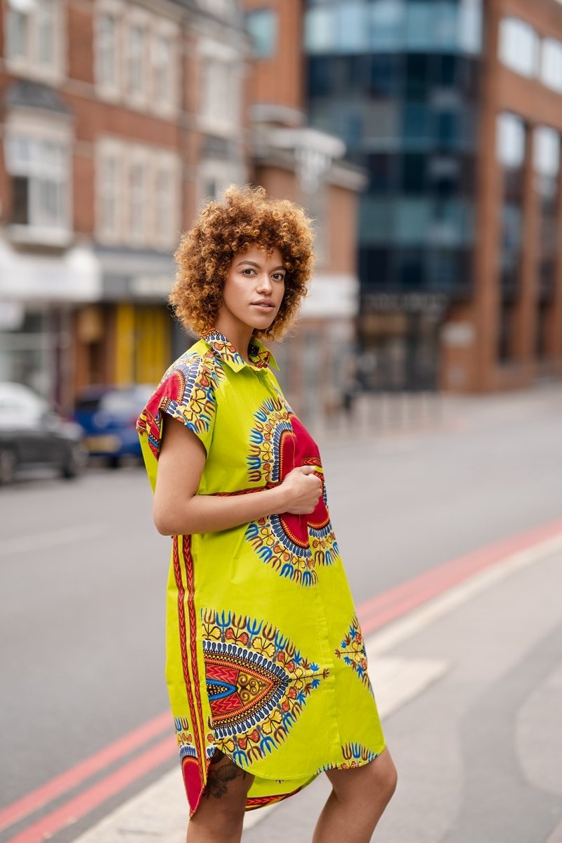 African Dress In Lime Green Dashiki - Continent Clothing