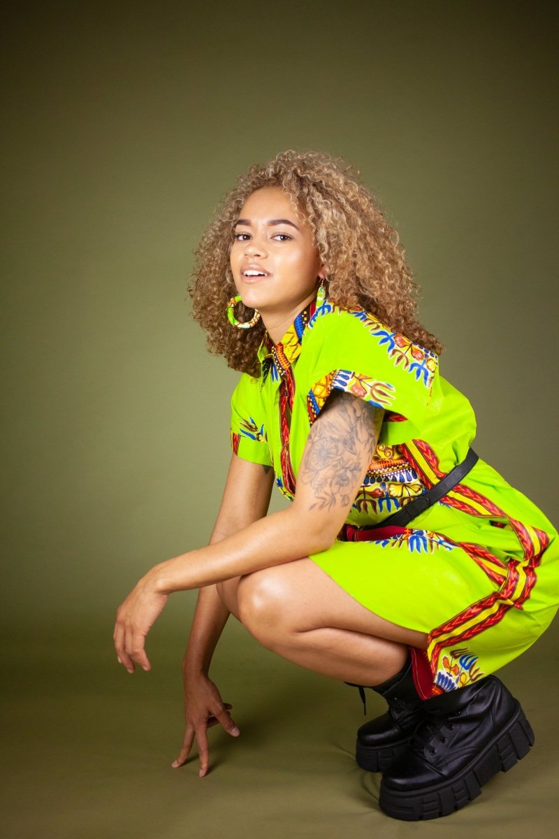 African Dress In Lime Green Dashiki - Continent Clothing