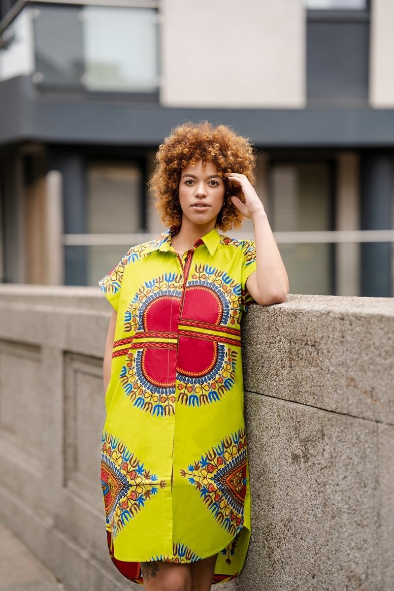 African Dress In Lime Green Dashiki - Continent Clothing