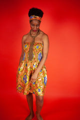 African Dress in Metallic Gold Print - Continent Clothing