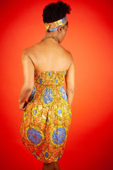 African Dress in Metallic Gold Print - Continent Clothing