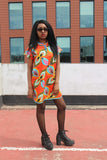 African Dress in Orange Ankara Print - Continent Clothing