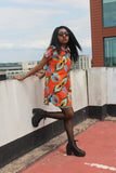 African Dress in Orange Ankara Print - Continent Clothing