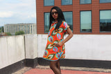 African Dress in Orange Ankara Print - Continent Clothing