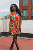 African Dress in Orange Ankara Print - Continent Clothing