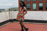 African Dress in Orange Ankara Print - Continent Clothing