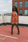 African Dress in Orange Ankara Print - Continent Clothing