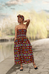 African Dress in Stunning Red Samakaka - The Continent Clothing
