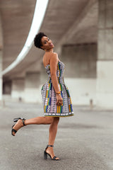 African Dress In White Kente - The Continent Clothing