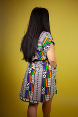 African Dress In White Kente - The Continent Clothing