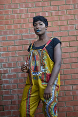 African Dungarees in Brown Dashiki Print - Festival Dungarees - Continent Clothing
