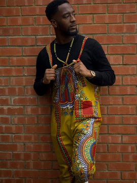 Afrikanischer Dungarees im Druck von Brown Dashiki - Fest Dungarees