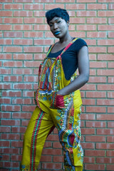 African Dungarees in Brown Dashiki Print - Festival Dungarees - Continent Clothing