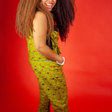 Patchwork-Latzhose, afrikanische Latzhose in Ankara Print - Festivalkleidung