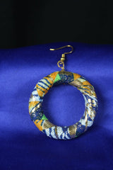 African Earrings In Blue Gold - Continent Clothing