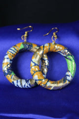 African Earrings In Blue Gold - Continent Clothing