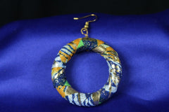 African Earrings In Blue Gold - Continent Clothing