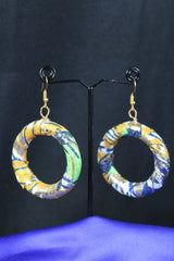 African Earrings In Blue Gold - Continent Clothing